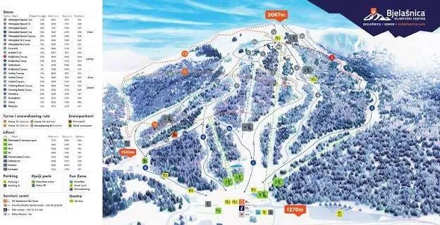 Mapa ski oblasti — Bjelašnica